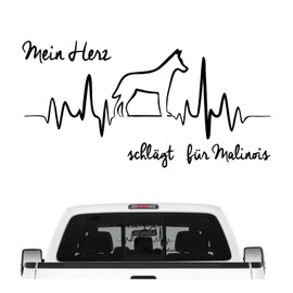 siviwonder Malinois Belgian Mali Sticker Car Heart Heartbeat Dog Sticker Dog Foil Colour Black Size 30 cm