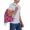 Richugui Drawstring Backpack Pink Flowers Drawstring Bags Sports Gym Bag