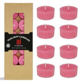Tea Candles Handmade 24 Pack Peach Scented Smokeless Tea Lights Candle 7 Hour Long Burning Tealight Candle for Wedding Yoga Spa Decoration(Pink)