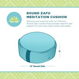 Bean Products Zafu Meditation Pillows for Sitting on Floor, Yoga Cushion, Cotton/Buckwheat Fill Yoga Pillow, Zafu Meditation Cushion, Zen Kneeling Prayer Pad- Made in USA - 14" Round - Stone Gray