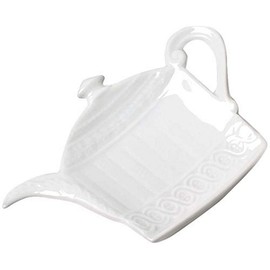 Abbott Collection Blanc Teapot Tea Bag Holder, White, 5 inches W
