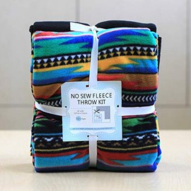 Mexican Serape Anti-Pill No-Sew Throw Fleece Fabric Kit (50x60)
