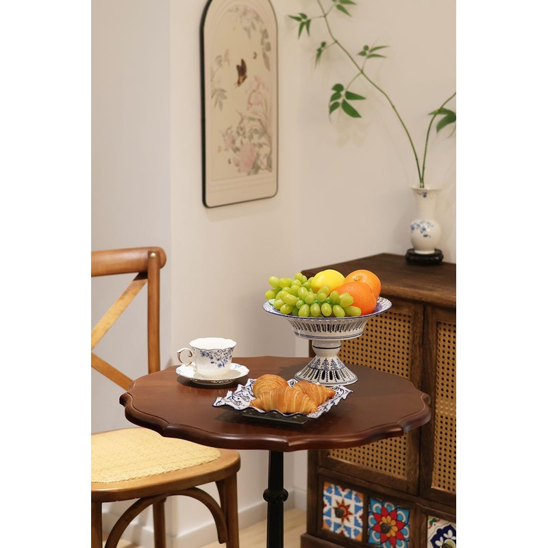Aimusego Blue and White Party Tray, Ceramic Fruit Dispaly Bowl