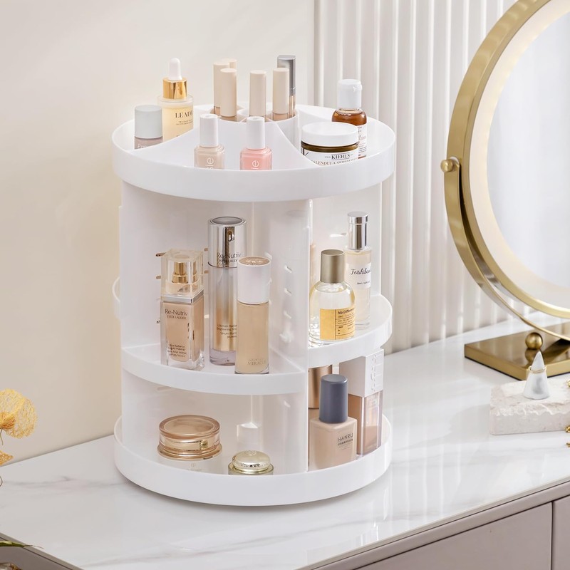 HBlife 360 Rotating Makeup Organizer Plus Size Adjustable Carousel Large