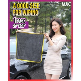 MJJC Pro Dryer Plush Silk Microfiber Drying Towel (20” x 20” (1-Pack)) Cars,Trucks, SUVs, RVs, Home