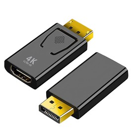 2 Pieces DisplayPort to HDMI Adapter, 4K DP to HDMI Converter, HDMI to DisplayPort Adapter, DP to HDMI Universal Compatibility for Lenovo, HP, Dell and Other PCs, Black