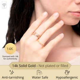 MAX + STONE 14k Solid Gold Cubic Zirconia Ring in Emerald Cut | Dainty Thin Gold Promise Ring | Anti Tarnishing Yellow Gold Ring For Women | Hypoallergenic Gold CZ Ring in Size 7