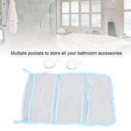 BTSEURY Bathroom Storage Mesh Bags, 2 Pack Hanging Net with Multi Pockets, Suction Cup Hooks, Practical Style for Bathroom, Travel