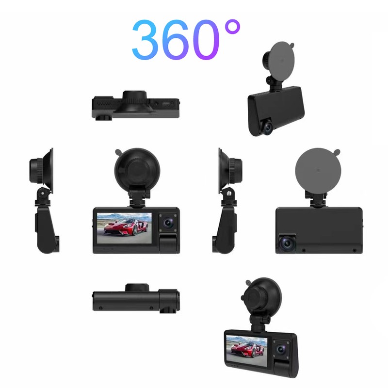 3 Cameras Dash Cam Touched Screen Clear Car Rearview Mirror