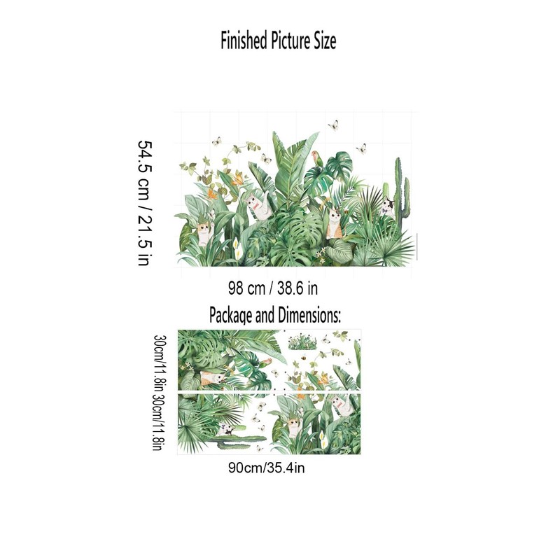 Buer Homie Wall Decals, Plant and Cat Pattern Stickers for