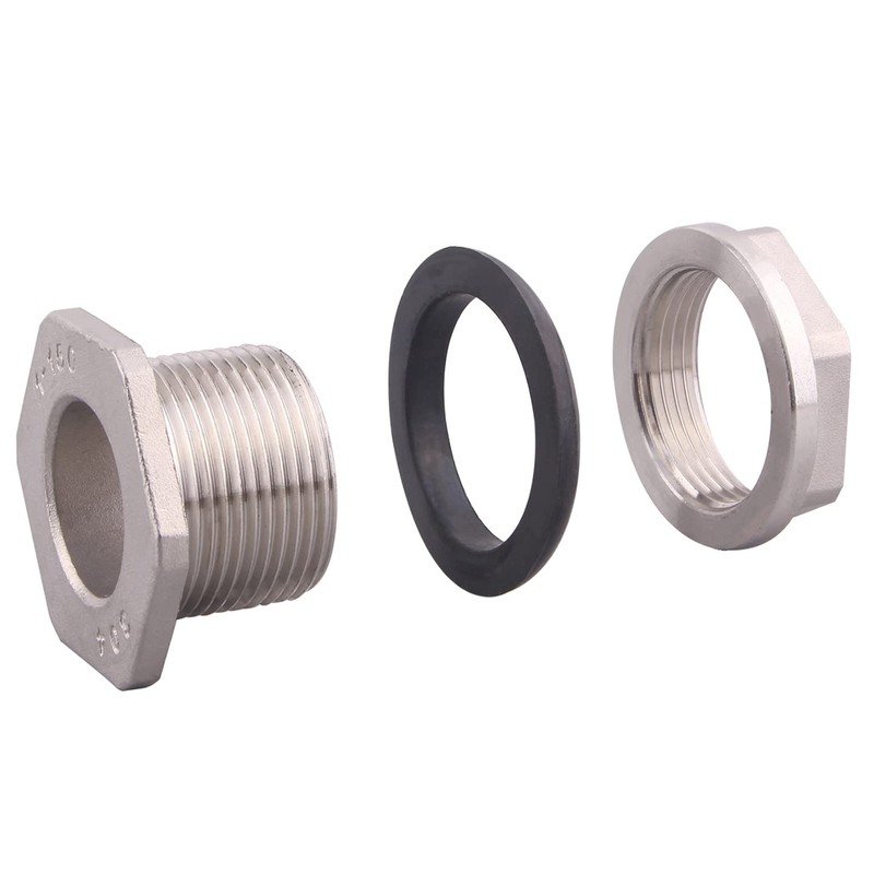 DERNORD 1" Female Bulkhead Water Tank Connector Stainless Steel Bulkhead
