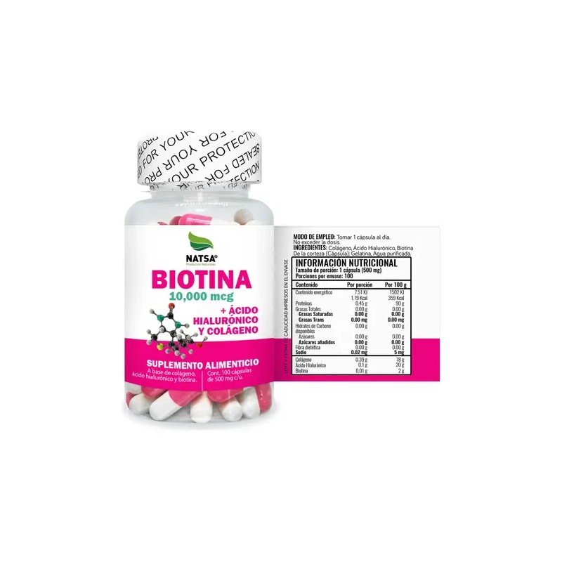 Biotina, 500 Cápsulas (5 Frascos 100 Cap C/u)
