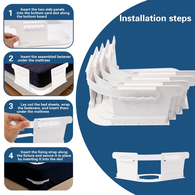 DIFENLUN 4-Piece Sheet Keeper, Keeper Keeps Sheets Tight, no More