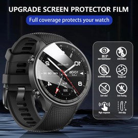 Lamshaw Compatible for LIGE Military Smart Watch Screen Protector, [3 Pack] 9H Tempered Glass Screen Protector Film Compatible for LIGE EF5 Military Smart Watch-1.43 Inches (Glass-3 Pack)