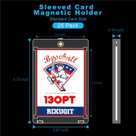 25-Pack One Touch Magnetic Card-Holders - 130PT Trading Card Holder, Sleeved Magnet Case Protectors for Game Card, Baseball Card, Sports Cards and Standard Cards, Inner Dimensions: 2.63 "x 3.7"