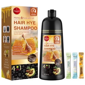 ZENITHGLO Dark Brown Hair Dye Shampoo 3 in 1 for Women & Men 100% Gray Hair Coverage - Herbal Ingredients Natural Plant Hair Color - Hair Dye in Minutes 17.6 Fl Oz