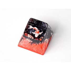OTAKU KRAFT Red Koi Scarlet Shadow Background Ocean Keycap Custom Keyboard Key caps Cute Keycap Artisan Keycaps Aesthetic Key Cap Ocean Gifts Cherry MX Mechanical Keyboard SA Profile 1U