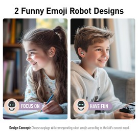 Kids Ear Plugs(6-12 yrs),Noise Cancelling Earplugs for Kids/Adult with Small Ears, Silicone Noise Reduction Ear Plugs for Concerts/Socializing/Airplane/School/Focus,Robot Design,Grey