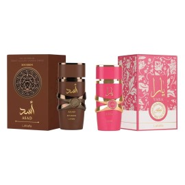 Lattafa (Bundle Pack) Asad Bourbon + Yara Candy Perfume 3.4oz (100ml) by Lattafa EDP