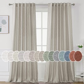 H.VERSAILTEX Natural Linen Curtains 84 inches Long for Living Room 2 Panels Back Tab Loop Pocket Linen Textured Light Filtering Neutral Country Rustic Farmhouse Boho Curtain for Bedroom, Oatmeal