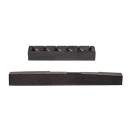 6 String Classical Guitar Bone Nut and Saddle Guitar Neck Nuts Slotted Bridge Parts Made of Ebony, 1 pair