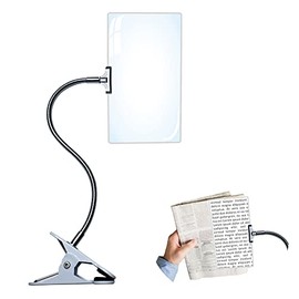 Lupa de 10 x 6 pulgadas con clip, pantalla de computadora de plástico manos libres, lupa grande para personas mayores de baja visión, lupa de página completa 4 veces con cuello de cisne flexible para leer libros, costura, manualidades