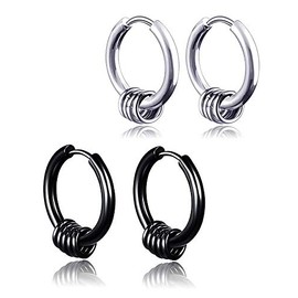 YZstyle 4-5 Pairs 6-12mm Black Stainless Steel Magnetic Fake Gauges Earring Studs for Men Women Non Pierced Earrings,Hypoallergenic (Silver&Black 12mmE049)