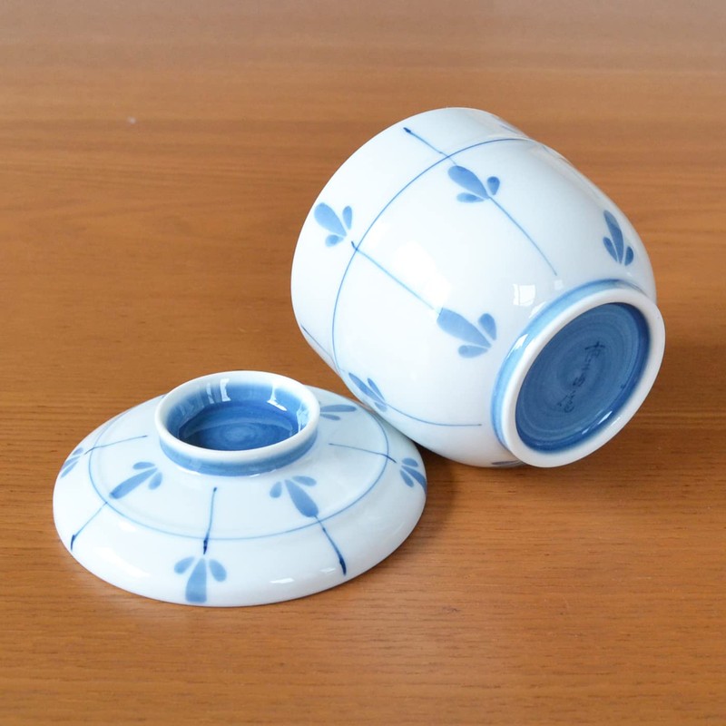 有田焼やきもの市場 Chawanmushi Cups with Lids Set of 2 Japanese Chawan