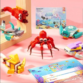 JOYVOVO Pack of 12 Party Bags Children's Birthday Party Favours Building Block Toy, Party Animals Building Blocks Toy, Animal Building Sets for Class Awards Birthday Parties Return Gifts, Children 4