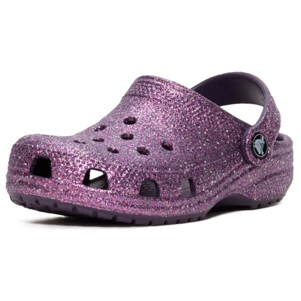 Crocs Kids Classic Glitter Clog, Dark Iris/Multi, 4 Toddler