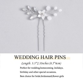 Zoestar Bride Wedding Hair Pins Silver Rhinestone Headpiece Bridal Flower Leaf Hair Clips for Women and Girls(Pack of 3)