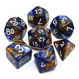 DND Dice Set RPG Polyhedral Dice for Dungeon and Dragons D&D RPG, Role Playing Games, 7 Cutting Dies Set (Lake Blue Mix Purple)