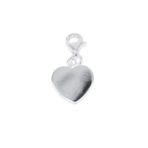 Kualitas Genuine 925 Sterling Silver Flat Heart Charm With Claw