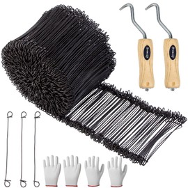 500pcs Rebar Wire Bar Ties, 6" Double Loop, 16 Gauge - Reinforcing Steel Bar Ties with Wooden Grip Handle for Concrete Construction,1 Gloves (500pcs Set)