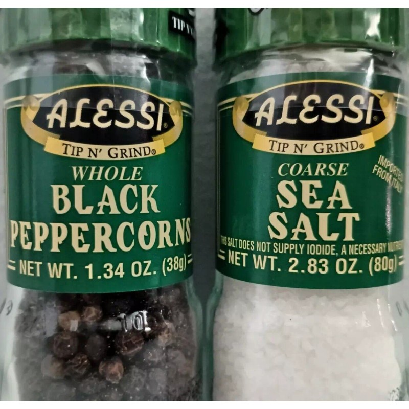 Alessi® Coarse Sea Salt and Whole Black Peppercorns Grinder Set