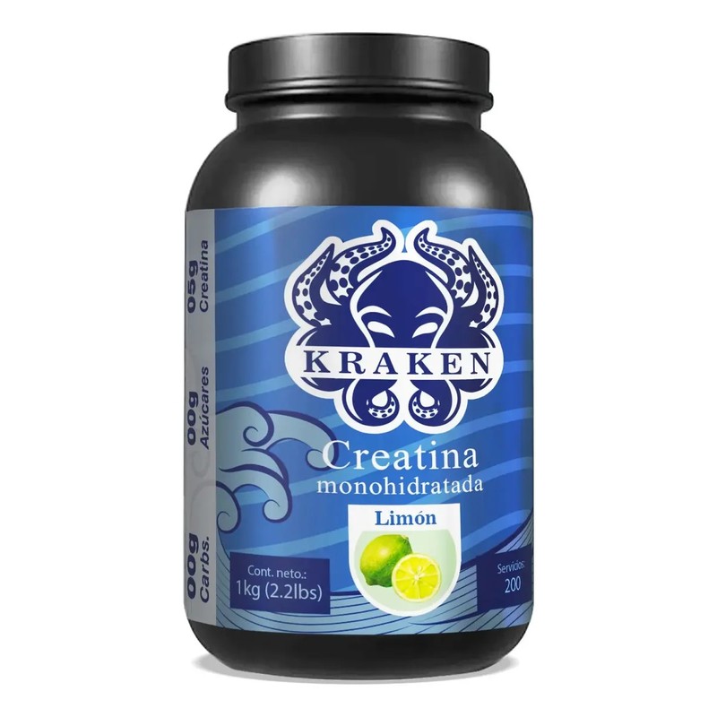 Creatina Monohidratada Kraken 1kg Sabores 200 Servicios