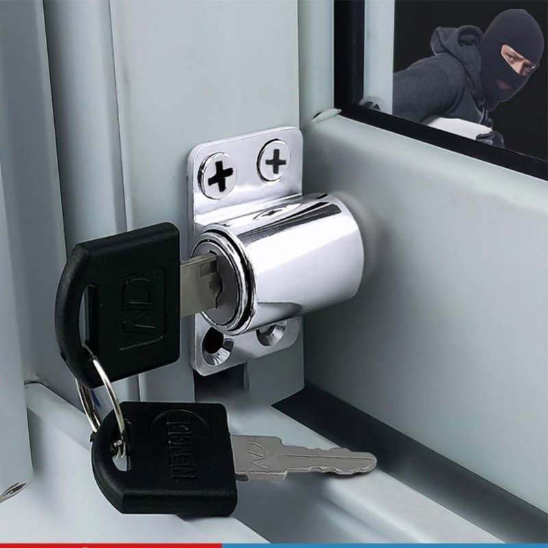 Window Locks with Key, Aluminum Alloy Window Door Frame Security