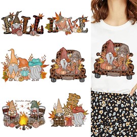 6 Sheets Fall Iron on Transfers Autumn Iron on Patches Maple Leaves Gnomes Pumpkin Design Iron on Heat Transfer Stickers Thanksgiving Vinyl Decals Appliques for Clothes T-Shirt Bag DIY Decoration