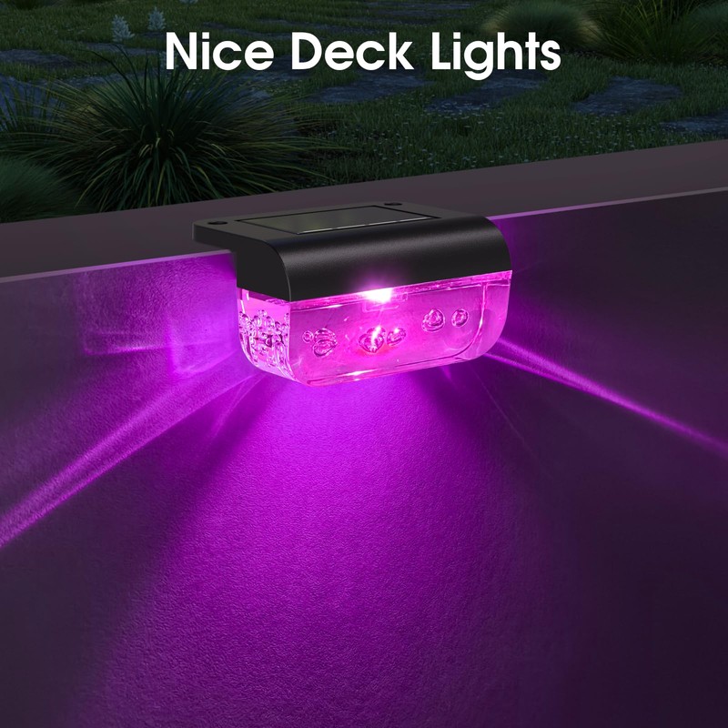 Eyrosa Solar Deck Lights 8 Pack, Solar Lights Outdoor Waterproof