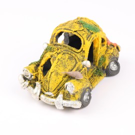 Colourful Aquarium Decoration | Wreck Ornament, Resin Fish Tank Decor with Holes for Fish to Swim Through, Safe and Durable Underwater Landscape for Aquariums Terrariums (Car)