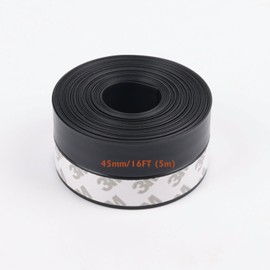Window Sealing Strip, Self Adhesive Weather Stripping, Silicone Door Bottom Seal Strip Tape for Gaps of House Glass Shower Window and Door Weatherproof Soundproof, Transparent (5m 45mm Black)
