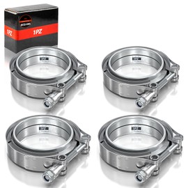 1PZ BCQ-U8S 4 Pcs 3" Inch V- Band Clamp Kit with Male/Female Exhaust Pipe SS304 Stainless Steel Replacement for Exhaust Downpipe