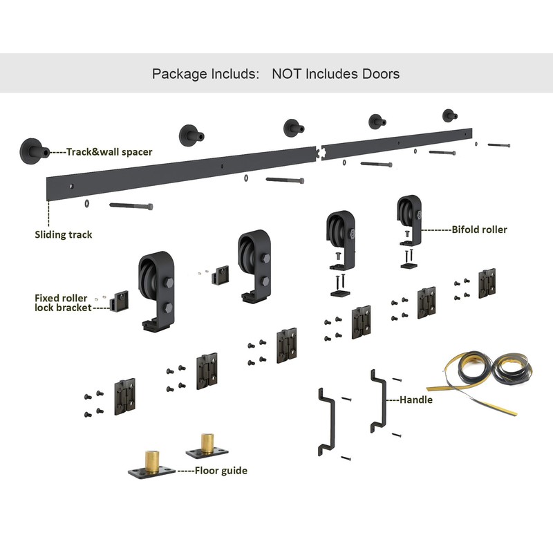 DIYHD 88" Bi-Fold Sliding Barn Door Hardware for 4 Doors,Fit
