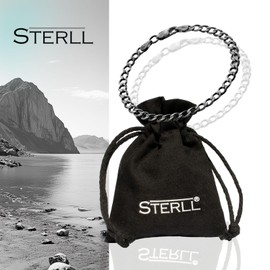 STERLL Men's Silver Bracelet Real Silver Black Oxidised Eco Packaging Gifts for Men, Sterling Silver, without stone