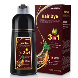 IIIMEIDU- Champú para teñir el cabello castaño oscuro 3 en 1 para cabello gris, champú con ingredientes a base de hierbas para teñir el cabello negro 