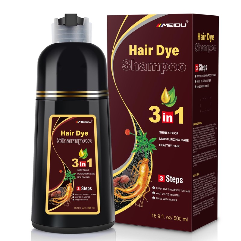 IIIMEIDU- Champú para teñir el cabello castaño oscuro 3 en