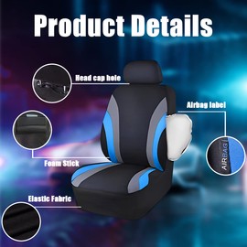 Adunsiaoto 9 Piece Universal Complete Set Car Seat Protectors, Car Seat Covers, Front and Rear Seat Covers, with Most Cars, Saloons (Blue)