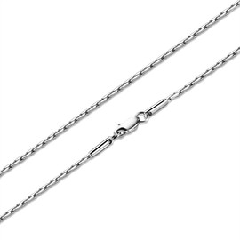 FOSIR Women's Necklace Unique Venetian Chain Stainless Steel Necklace Silver Chains 2 mm Wide, Stainless Steel