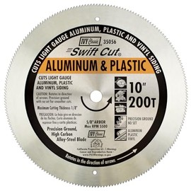 IVY Classic 35056 Swift Cut 10" 200 Tooth Aluminum & Plastic Cutting Circular Saw Blade with 5/8" Arbor, 1/Card