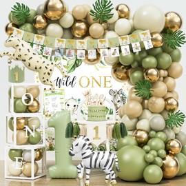 YJDFWAUT Wild One Birthday Decorations Party Supplies, Jungle Theme First Birthday Decorations for Boy or Girl
